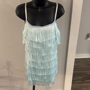 Kloset Fringe Layered Dress in Blue